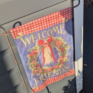 Primitive Christmas Welcome Friends Garden Flag